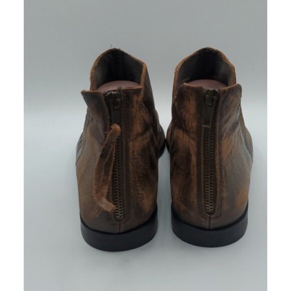 Free People Open Toe Boot Sandal Brown Distressed Leather Back Zip Size 10 - Picture 6 of 10